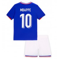 Frankrike Kylian Mbappe #10 Hemmadräkt Barn EM 2024 Kortärmad (+ Korta byxor)